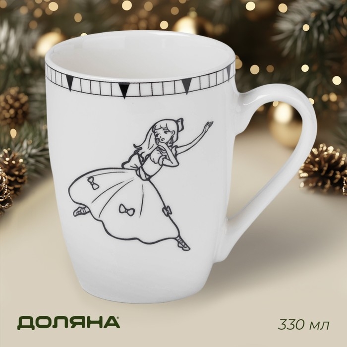 Новогодняя кружка для чая Доляна «Волшебная сказка», 330 мл, фарфор, цвет белый Новогодняя кружка для чая Доляна «Волшебная сказка», 330 мл, фарфор, цвет белый