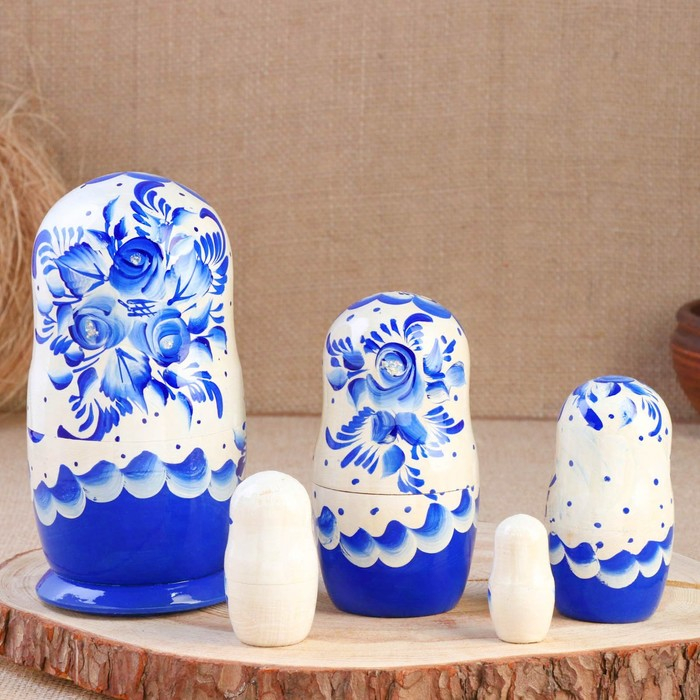 Матрёшка «Гжель», синее платье, 5 кукольная, 18 см Матрёшка «Гжель», синее платье, 5 кукольная, 18 см