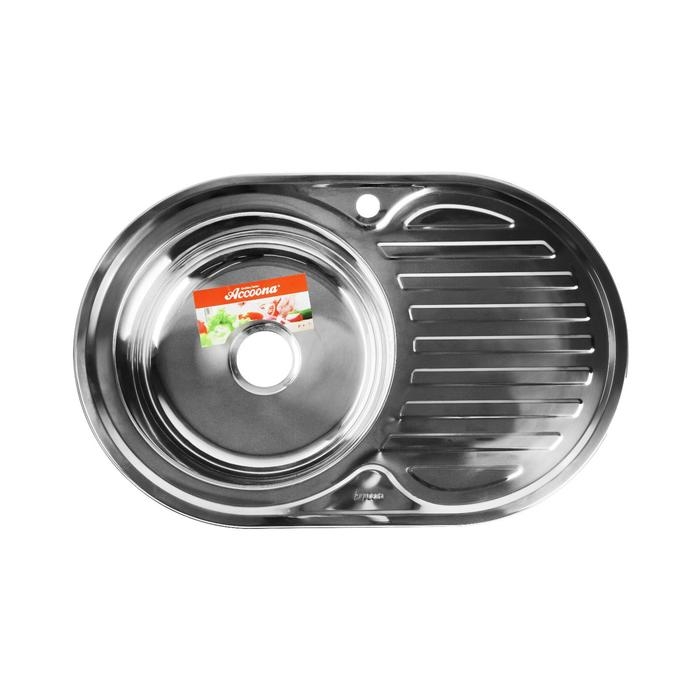 Мойка кухонная Accoona AB5077-L, врезная, левая, толщина 0.6 мм, 770х500х165 мм, глянец Мойка кухонная Accoona AB5077-L, врезная, левая, толщина 0.6 мм, 770х500х165 мм, глянец