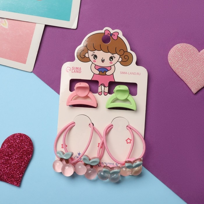 Набор для волос Набор для волос "Малышка" (4 резинки,2 краба) ягодки