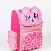 Ранец с эргономичной спинкой квадратный с доп. элементами "Мишка"