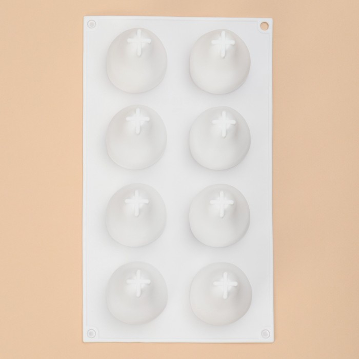 Форма для муссовых десертов и выпечки Доляна «Груша», силикон, 29,3×17,2×6,5 см, 8 ячеек (d=5,5 см), цвет белый