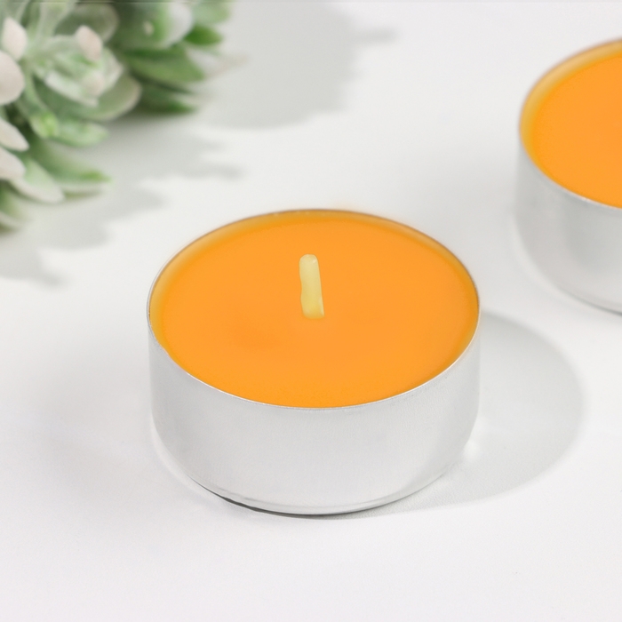 Набор чайных свечей ароматических  Набор чайных свечей ароматических "Мандарин", 3,8х1,6 см, 3,5 ч, 12 г, 6 штук