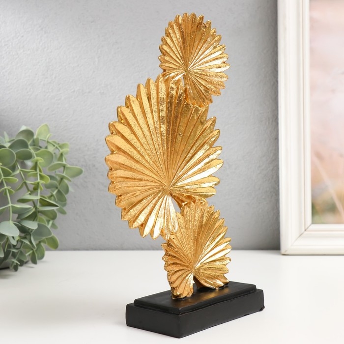 Сувенир полистоун  Сувенир полистоун "Листья веерной пальмы" золото 5,5х13х24,5 см