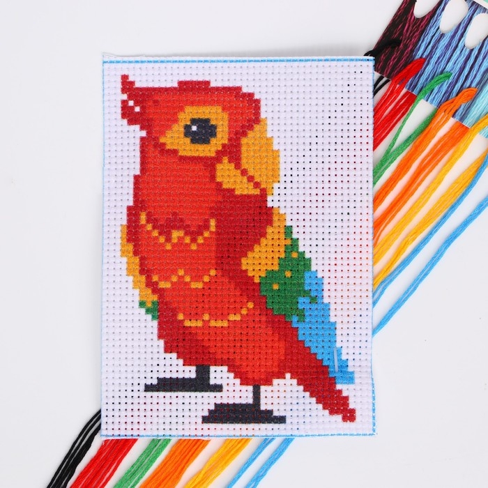 Вышивка крестиком для детей «Попугай», набор для творчества, 14 х 10 см Вышивка крестиком для детей «Попугай», набор для творчества, 14 х 10 см