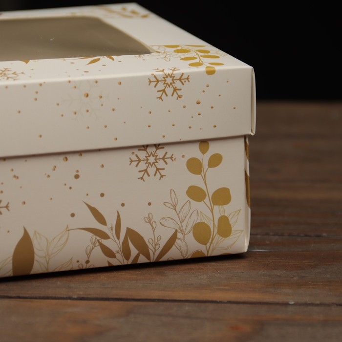 Новый год. Коробка подарочная новогодняя складная, крышка-дно, с окном Новый год. Коробка подарочная новогодняя складная, крышка-дно, с окном "Счастливых каникул" 24 х 17 х 8 см