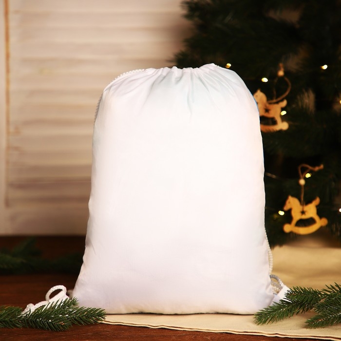 Новый год 2025. Новогодний мешок для подарков на шнурке «Дед Мороз», цвет белый/разноцветный Новый год 2025. Новогодний мешок для подарков на шнурке «Дед Мороз», цвет белый/разноцветный