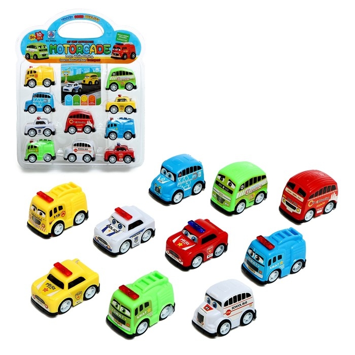 Набор машинок «Городской транспорт», инерция, 10 штук Набор машинок «Городской транспорт», инерция, 10 штук