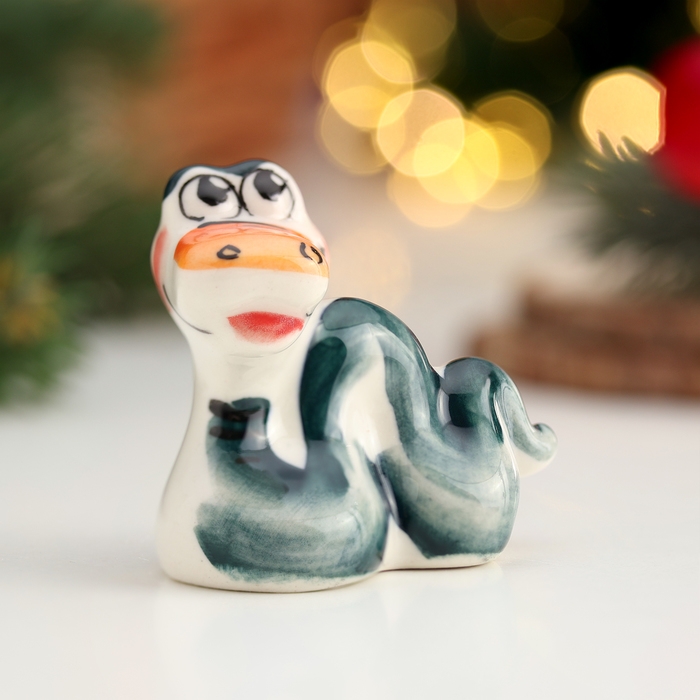 Новый год. Сувенир символ года символ года Новый год. Сувенир символ года символ года "Змей Ваня", гжель, цвет, 4 см