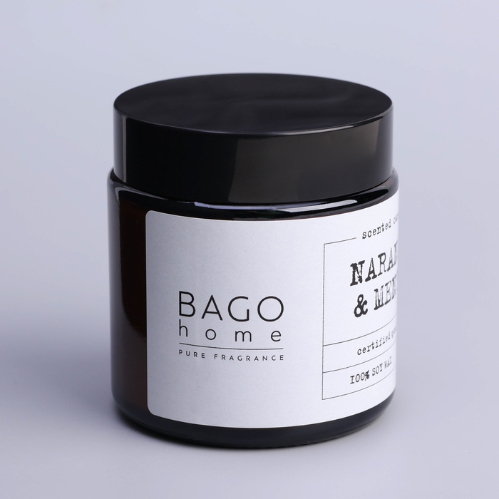 Свеча ароматическая в банке  Свеча ароматическая в банке "Мята и апельсин", совый воск, 88 г