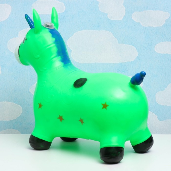 Игрушка - прыгун детская  Игрушка - прыгун детская "Музыкальный Единорог" резиновая надувная, 50х30см, зеленый