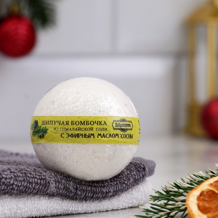 Бомбочка для ванны из гималайской соли Бомбочка для ванны из гималайской соли "Добропаровъ" с эфирным маслом сосны, 110 г