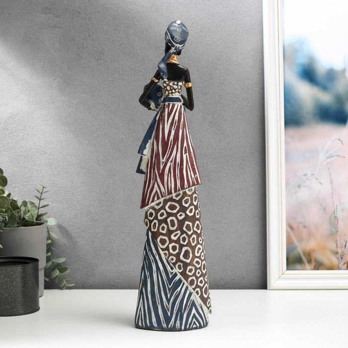 Сувенир полистоун  Сувенир полистоун "Африканка с младенцом в наряде под зебру" 43,5х8х11,5 см