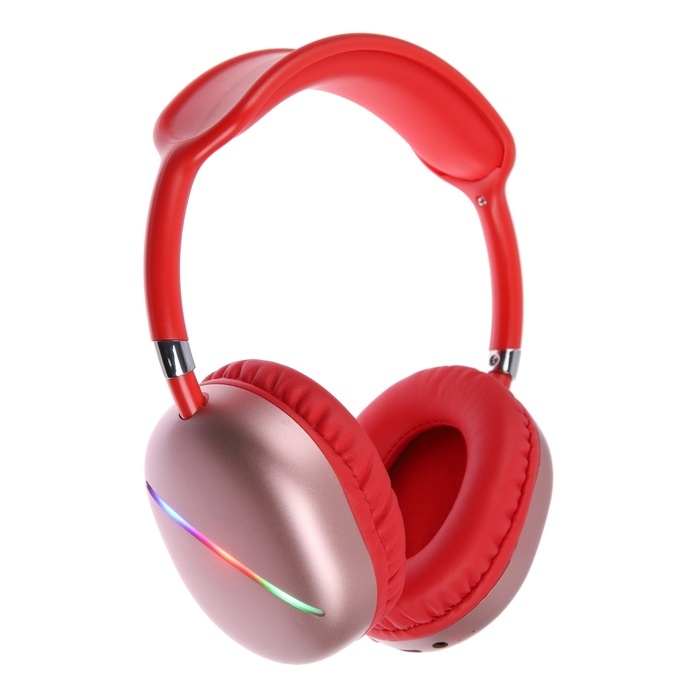 Наушники AKZ MAX10, беспроводные, полноразмерные,  микрофон, подсветка, красные Наушники AKZ MAX10, беспроводные, полноразмерные,  микрофон, подсветка, красные