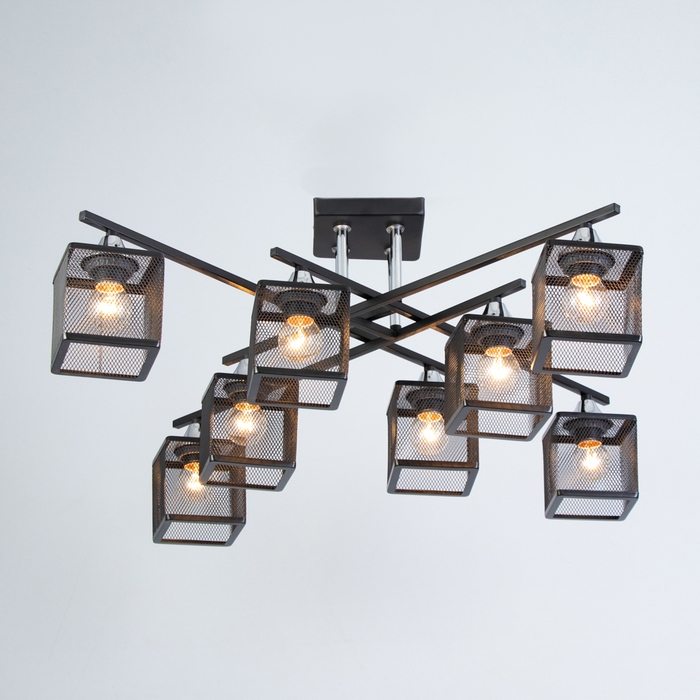 Люстра Люстра "Куб" 8х60Вт Е27 Чёрный 61,5х61,5,х27см