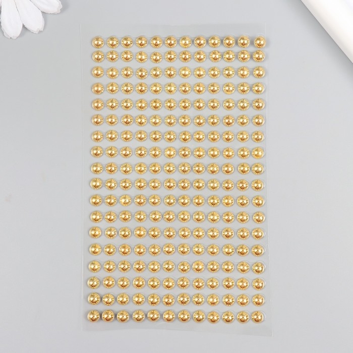 Наклейка пластик стразы Наклейка пластик стразы "Жемчужины золотые" d=0,6 мм 10х23 см