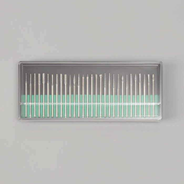 Фрезы алмазные для маникюра в пластиковом органайзере, 30 шт Фрезы алмазные для маникюра в пластиковом органайзере, 30 шт