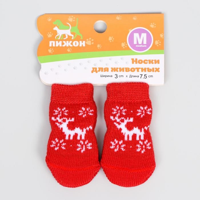 Носки нескользящие  Носки нескользящие "Олени", M (3/4 * 7 см), набор 4 шт