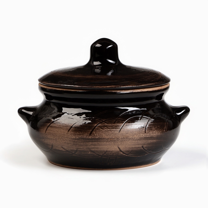 Горшок керамический для запекания  Горшок керамический для запекания "Лакомка" 0,5л / 13х9,5см, старина