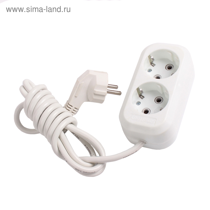 Удлинитель Smartbuy, 2 розетки, 2 м, 16 А, 3500 Вт, ПВС 3х1 мм2, с з/к, белый Удлинитель Smartbuy, 2 розетки, 2 м, 16 А, 3500 Вт, ПВС 3х1 мм2, с з/к, белый