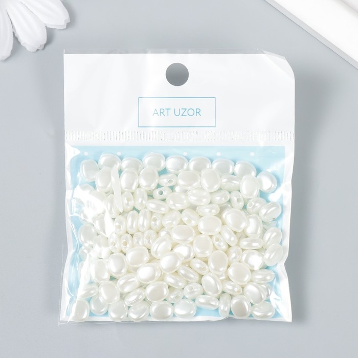 Бусины для творчества пластик Бусины для творчества пластик "Плоские жемчужинки" набор 20 гр