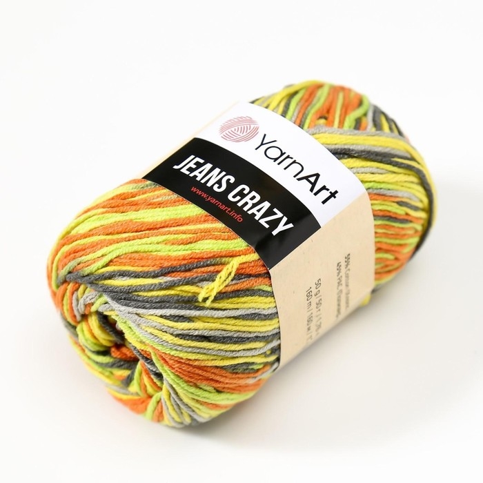 Пряжа Пряжа "Jeans crazy" 55% хлопок, 45% акрил 160м/50гр (7201 принт)