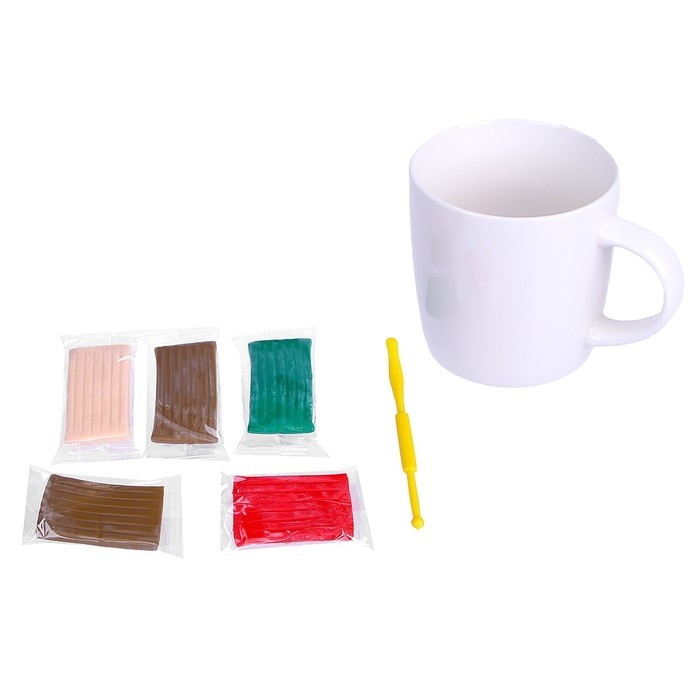 Декор кружки полимерной глиной на новый год &laquo;Зайка с подарком&raquo;, новогодний набор для творчества