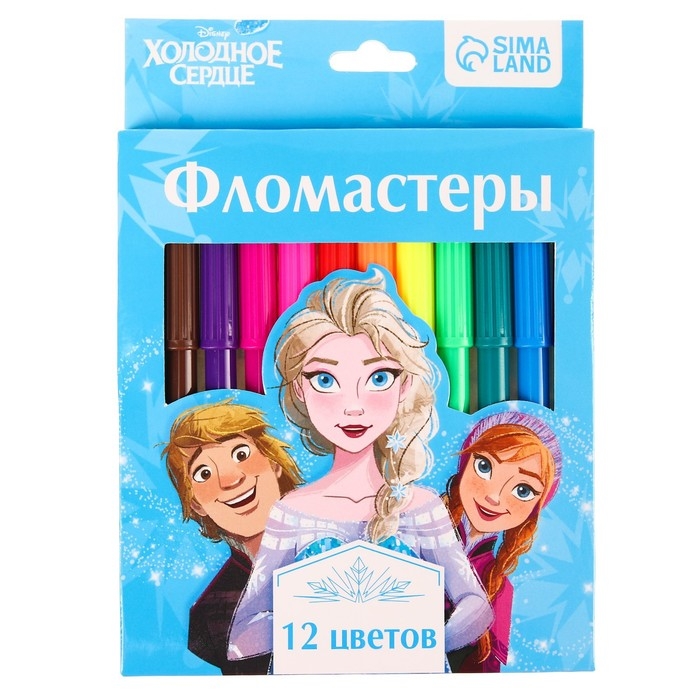 Фломастеры, 12 цветов, в картонной коробке, Холодное сердце Фломастеры, 12 цветов, в картонной коробке, Холодное сердце