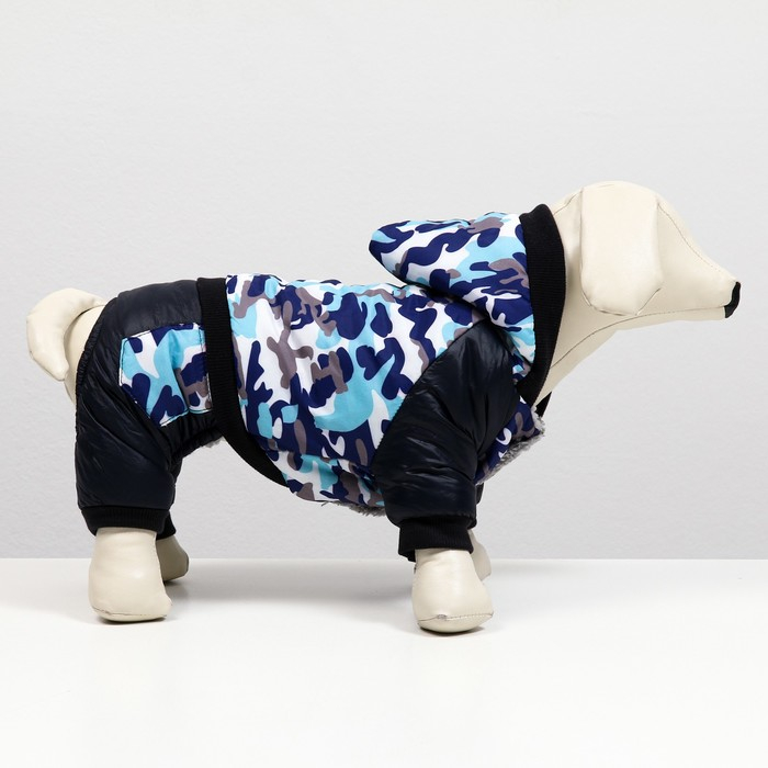 Комбинезон для собак на меховом подкладе с капюшоном, размер XXL (ДС 40, ОШ 42, ОГ 54 см) Комбинезон для собак на меховом подкладе с капюшоном, размер XXL (ДС 40, ОШ 42, ОГ 54 см)