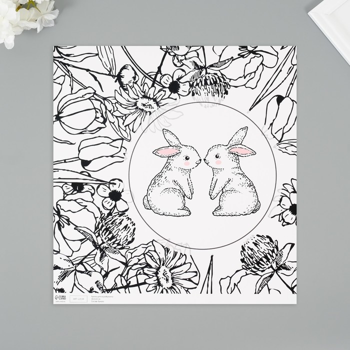 Бумага для скрапбукинга Бумага для скрапбукинга "Милые зайчики" плотность 180 гр набор 5 шт 30,5х32 см