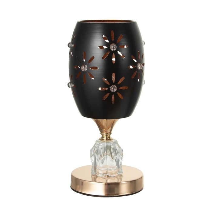 Настольная лампа Настольная лампа "Цветы" E27 40Вт черно-золотой 12х12х24 см RISALUX