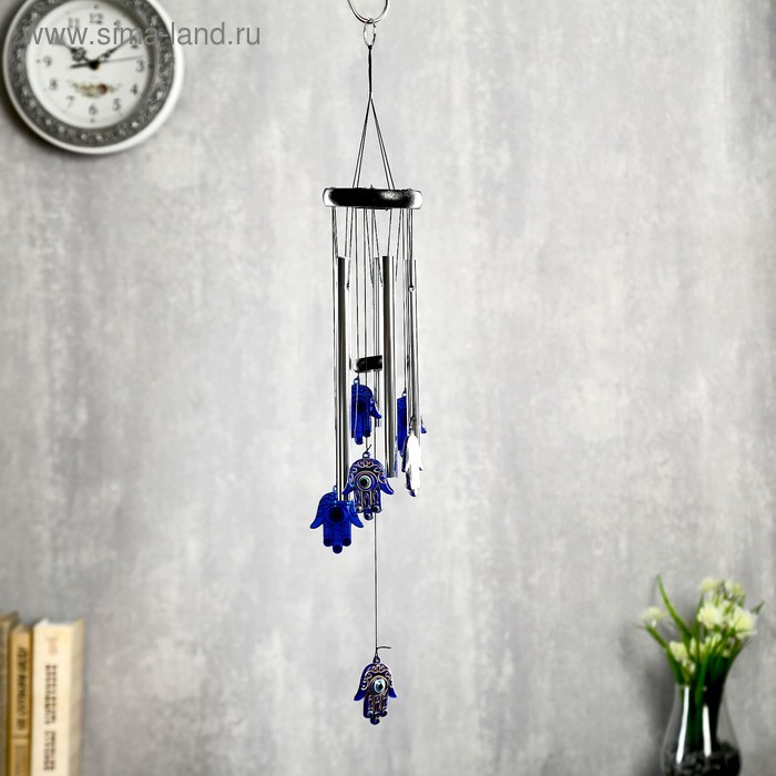 Музыка ветра металл, пластик Музыка ветра металл, пластик "Ладонь с талисманом" 5 трубок 6 рук 50х8,5х8,5 см