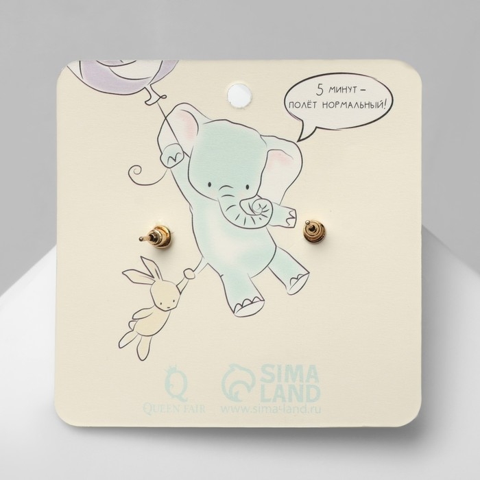 Серьги эмаль «Слоники» с сердечками, цветные в серебре Серьги эмаль «Слоники» с сердечками, цветные в серебре