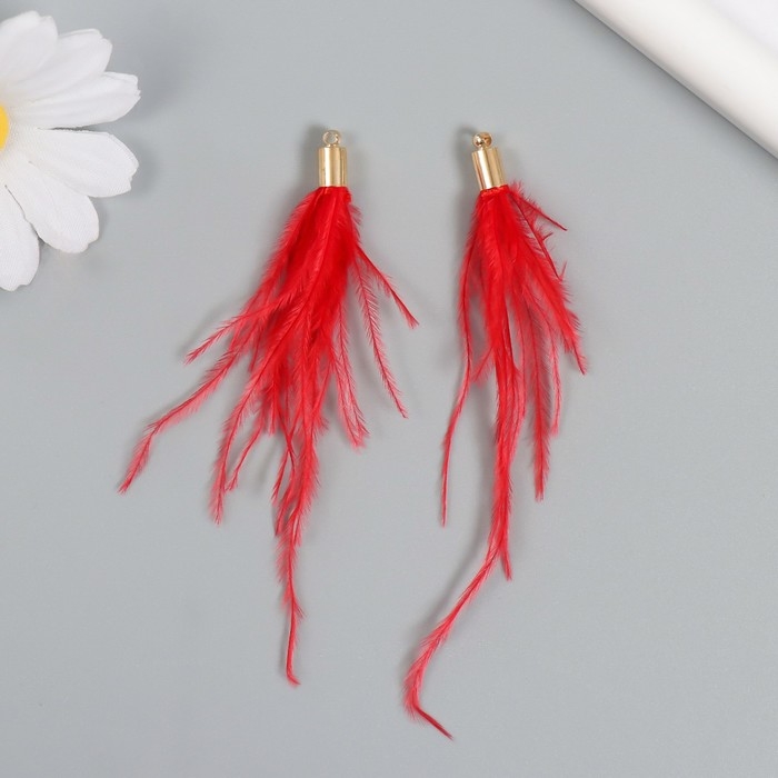 Декор для творчества перо Декор для творчества перо "Кисть Страус" набор 2 шт красный 9х0,5 см