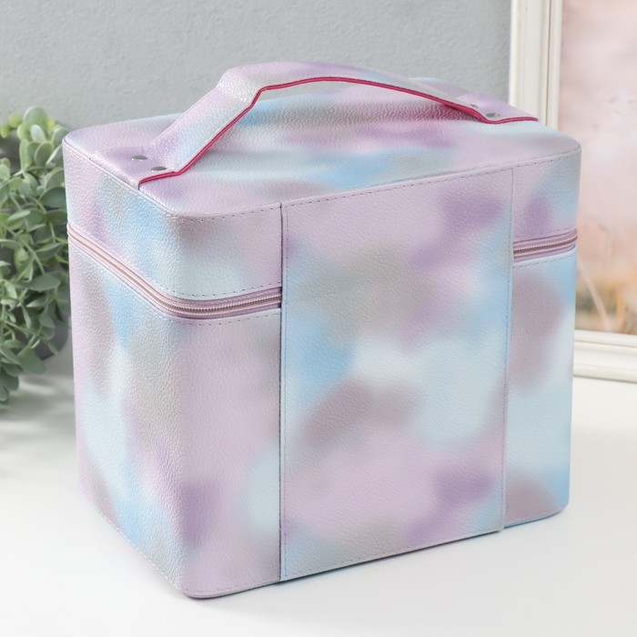 Шкатулка кожзам с зеркалом Шкатулка кожзам с зеркалом "Этажи. Сиреневый туман" 27х18х24 см