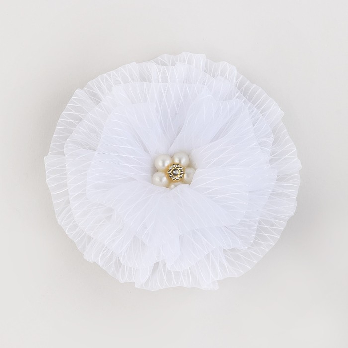 Выпускной. Бант для волос на резинке, белый, 11 см, Принцессы