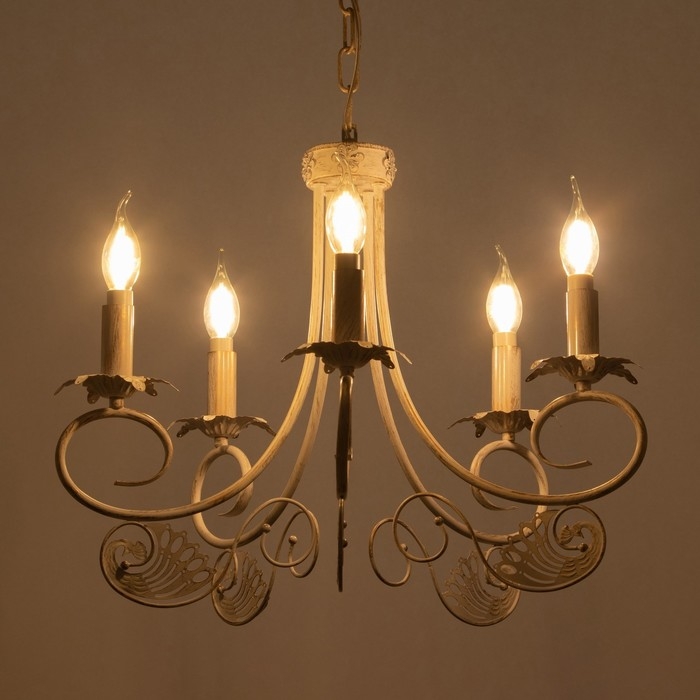 Люстра Люстра "Элессия" 5xE14 40Вт белый с золотой патиной 55х55х41,5-100 см BayerLux