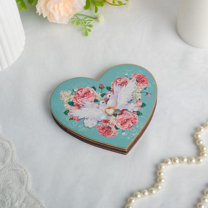 Подставка для колец Подставка для колец "Голуби", бирюзовая, на магните