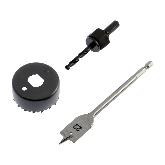 Набор для установки врезных замков ТУНДРА, сверло перовое 22 мм, пила кольцевая 54 мм Набор для установки врезных замков ТУНДРА, сверло перовое 22 мм, пила кольцевая 54 мм