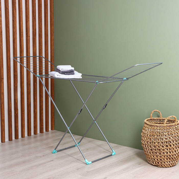 Сушилка для белья напольная складная, рабочая длина 20 м, высота от пола 95 см, ширина 54 см, цвет серый, ножки МИКС Сушилка для белья напольная складная, рабочая длина 20 м, высота от пола 95 см, ширина 54 см, цвет серый, ножки МИКС