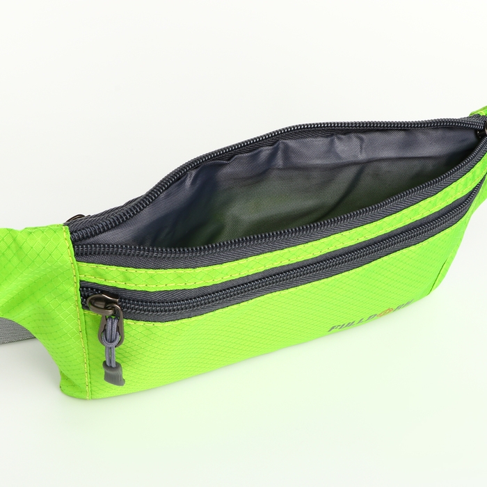Сумка поясная на молнии, 2 наружных кармана, цвет зелёный