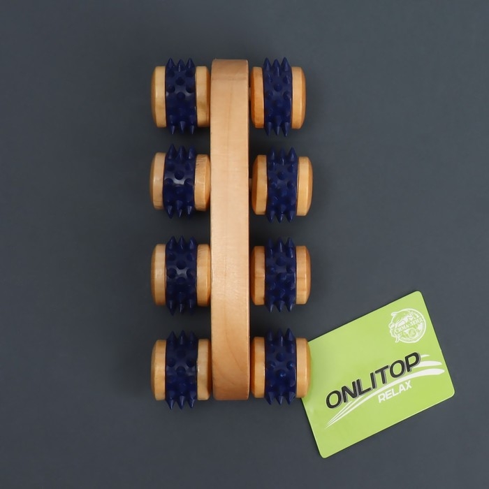 Массажёр с шипами «Гусеница», 15 × 6,8 × 6,5 см, универсальный, с ручкой, 8 колёс, деревянный, цвет МИКС Массажёр с шипами «Гусеница», 15 × 6,8 × 6,5 см, универсальный, с ручкой, 8 колёс, деревянный, цвет МИКС