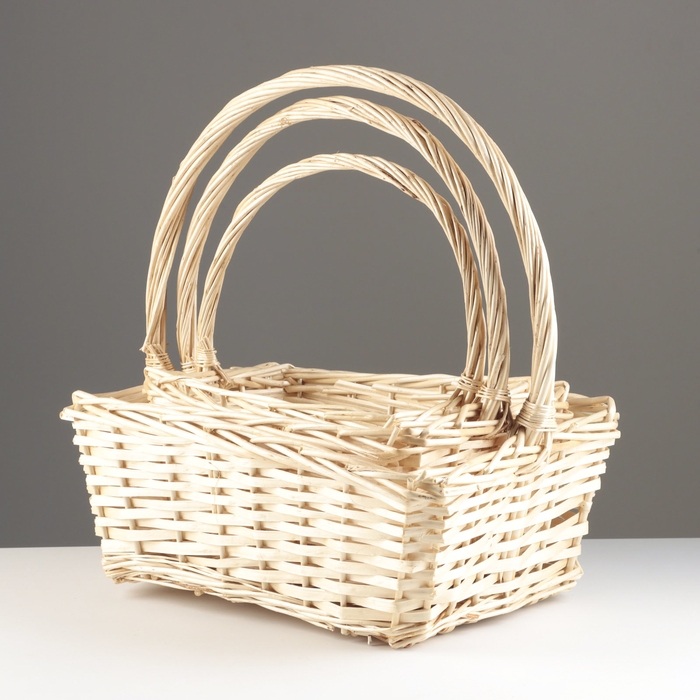 Набор корзин из 3 шт, 42х29х17/43 см, 37х26х15/37 см, 31х21х13/35 см, бежевый, ива Набор корзин из 3 шт, 42х29х17/43 см, 37х26х15/37 см, 31х21х13/35 см, бежевый, ива