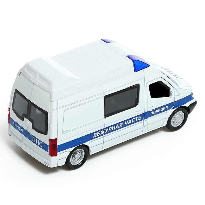 Машина металлическая «Полиция», инерционная, 1:32, световые и звуковые эффекты, открываются двери, русская озвучка, цвет белый