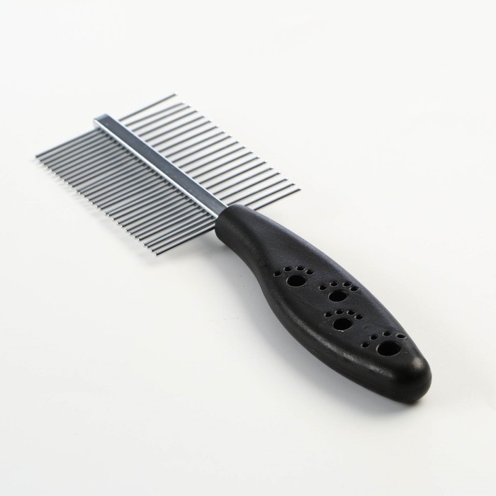 Расчёска двухсторонняя  Расчёска двухсторонняя "Лапки" с прямыми зубьями, пластиковая ручка, чёрная