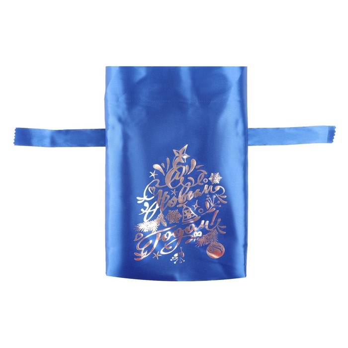 Мешок Мешок "С новым годом!", ёлка и игрушки, синий, 20 х 30см