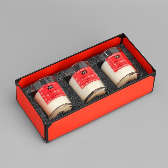 Набор свечей ароматических  Набор свечей ароматических "Aroma Candle", инжир и черная смородина, 3 шт