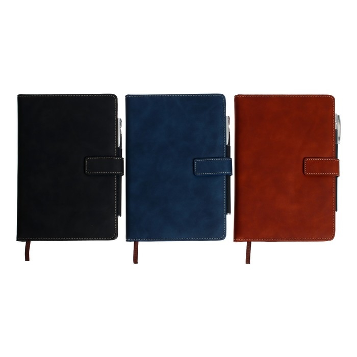 Ежедневник недатированный А5, 140 листов в клетку, обложка кожзам, МИКС, с хлястиком Ежедневник недатированный А5, 140 листов в клетку, обложка кожзам, МИКС, с хлястиком