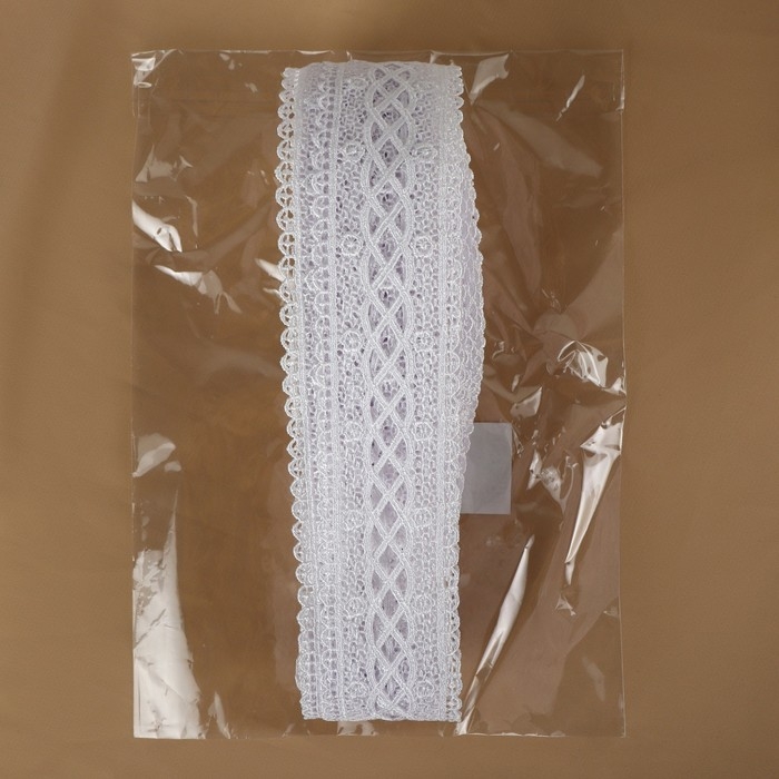 Кружево гипюровое, 40 мм × 11 ± 1 м, цвет белый Кружево гипюровое, 40 мм × 11 ± 1 м, цвет белый