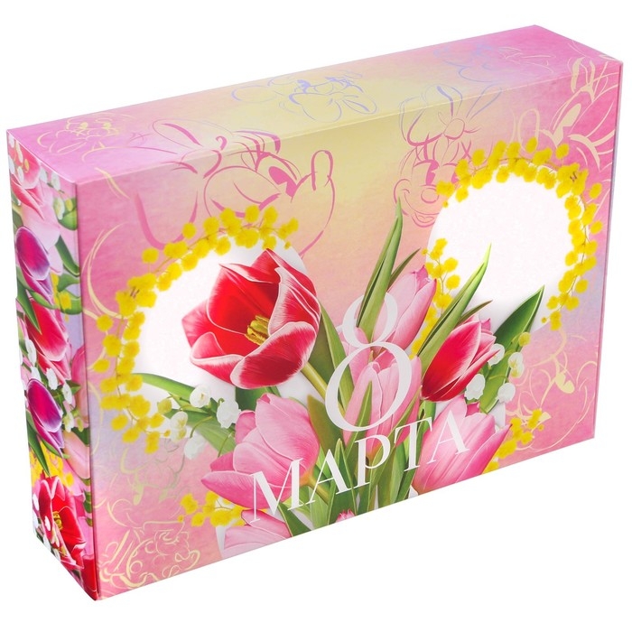 Подарочная коробка, складная Подарочная коробка, складная "8 Марта" 16х23х7.5 см, Минни Маус